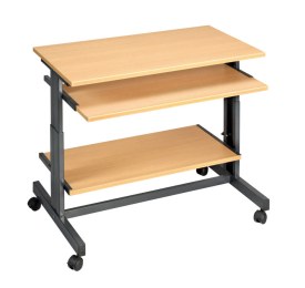 Poste informatique sur roulettes avec Tablette Coulissante