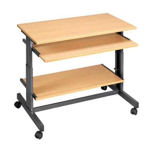 Poste informatique sur roulettes avec Tablette Coulissante