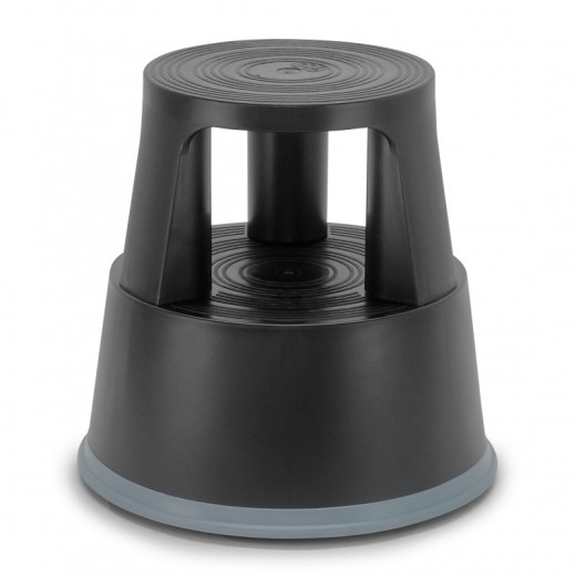 Lot de 5 Tabourets marches pieds mobiles 3 roulettes Hauteur 43 cm plastique Noir