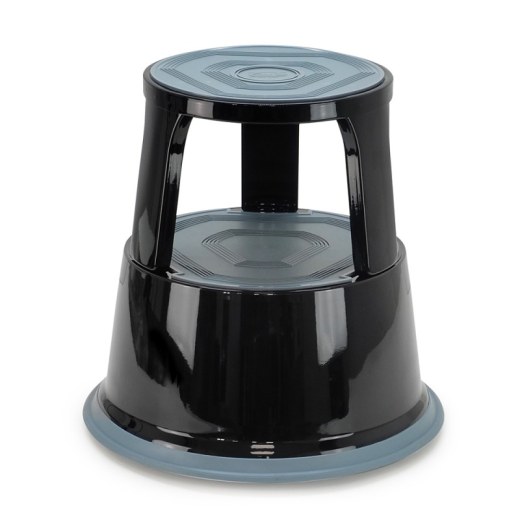 Lot de 5 Tabourets marches pieds mobiles 3 roulettes Hauteur 43 cm Métal Noir