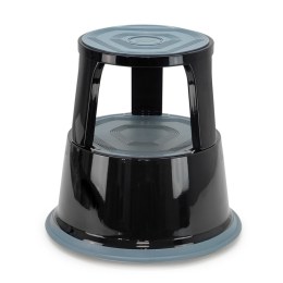 Lot de 5 Tabourets marches pieds mobiles 3 roulettes Hauteur 43 cm Métal Noir