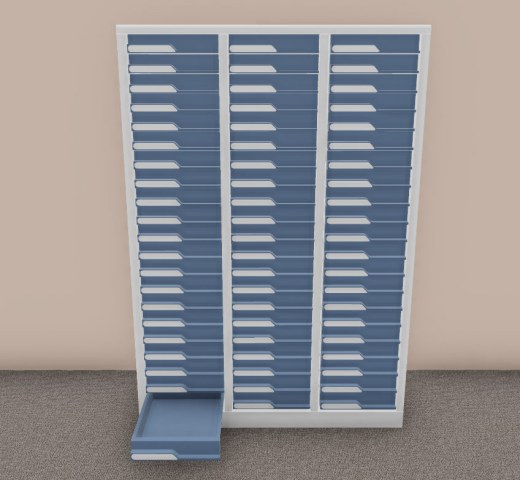 Armoirette 3 Colonnes H 135 cm 63 Tiroirs e-Clen 6 cm