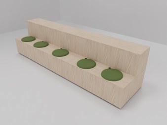 Banquette Bois avec 5 Coussins et Dossier KUBO 1