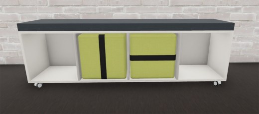 Banquette sur roulettes avec 2 poufs intégrés YAMS