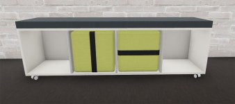 Banquette sur roulettes avec 2 poufs intégrés YAMS