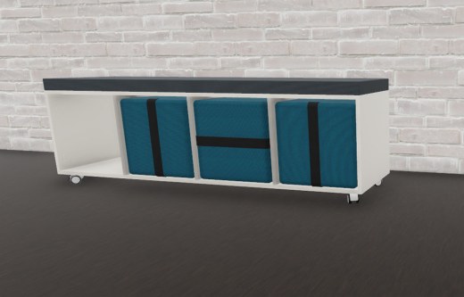 Banquette sur roulettes avec 3 poufs intégrés YAMS