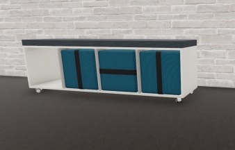 Banquette sur roulettes avec 3 poufs intégrés YAMS