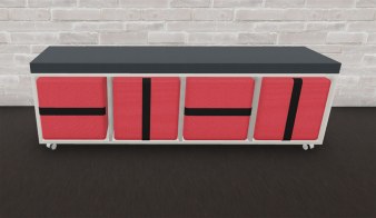 Banquette sur roulettes avec 4 Poufs intégrés YAMS