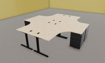Bench 4 Postes SOFIANE avec 4 Caissons Métal Hauteur de Bureau sans panneaux-écrans