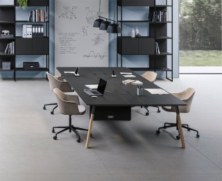 Bench 4 Postes YES SOFT NOIR CONNECT Pieds Bois