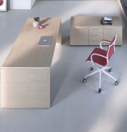 Bureau Manager ASSET avec profil métal et Desserte L140
