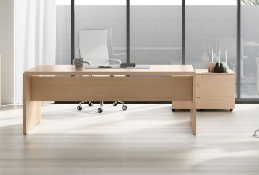 Bureau Manager ASSET avec profil métal et Desserte L90