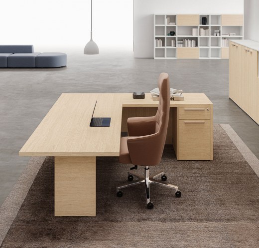 Bureau Manager avec Retour et Caisson OXFORD