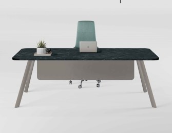 Bureau avec Voile-de-Fond SHAPE LIGHT Plateau Effet Marbre