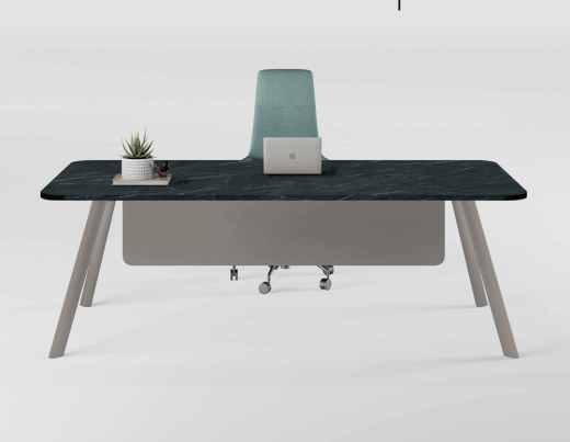 Bureau avec Voile-de-Fond SHAPE LIGHT Plateau Effet Marbre