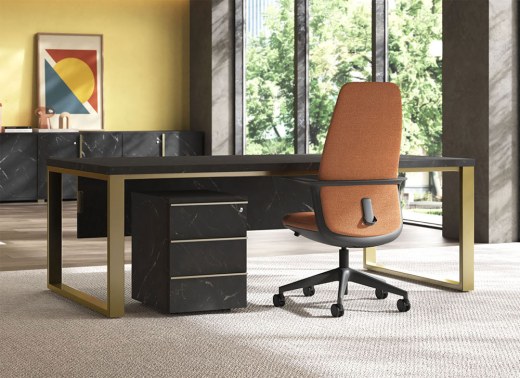 Bureau de Direction MESTRAL 200x100 avec Caisson et Voile-de-Fond