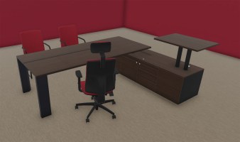 Bureau de Direction ONO Mélaminé avec Desserte Réglable
