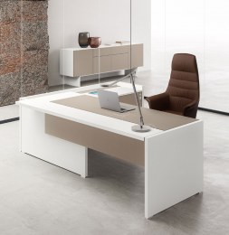 Bureau de Direction OXFORD Plateau Coulissant Blanc ou Chêne Foncé