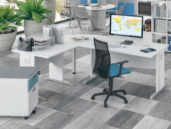 Bureau DUAL avec Retour Pieds en L
