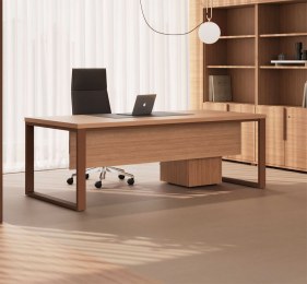 Bureau Manager MESTRAL avec Caisson et Sous-main cuir