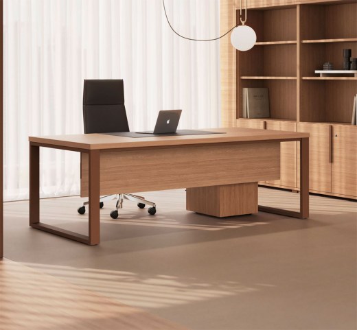 Bureau Manager MESTRAL avec Caisson et Sous-main cuir