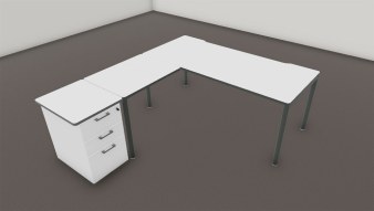 Bureau NUANZA avec Retour et Caisson Hauteur Bureau Profondeur 60