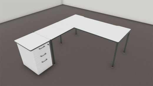 Bureau NUANZA avec Retour et Caisson Hauteur Bureau Profondeur 60
