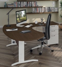 Bureau Plan Compact Arrondi IDRA avec Caisson Hauteur de Bureau
