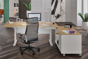 Bureau de Direction Réglable KHEOPS LEVEL avec Petit Tiroir et Desserte 