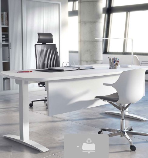 Bureau UP Courbe Forme Haricot avec Voile de Fond