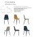 Lot de 6 Chaises de Réunion CHIARA Tapissé Piètement Métal