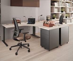 Ensemble de 2 Bureaux SOFIANE avec 2 Caissons Hauteur Bureau