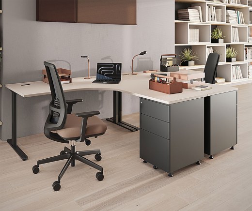 Ensemble de 2 Bureaux SOFIANE avec 2 Caissons Hauteur Bureau