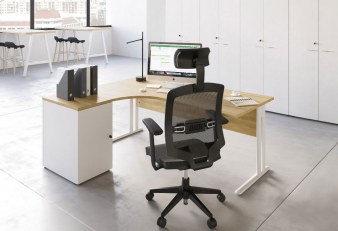 Bureau Essentiel Plan Compact Retour à Gauche avec Caisson 1 Porte