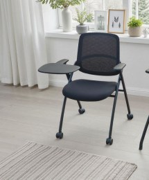 Lot de 4 Fauteuils ELYTRE Pliants Mobiles avec Tablette écritoire et roulettes