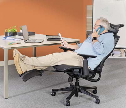 Fauteuil Ergonomique PROFIL V2 Assise Tissu avec Repose Jambes