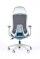 Fauteuil FRED Structure Blanche Tissu Bleu