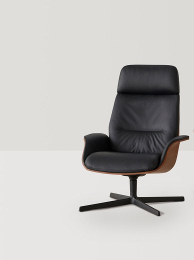 Fauteuil lounge REVER dossier Noyer revêtement VALENCIA
