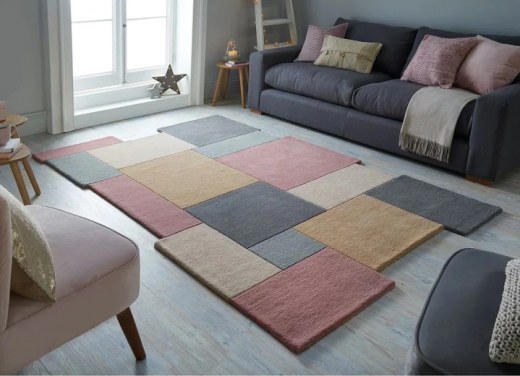 Tapis Pure Laine GEO Asymétrique Multicolore