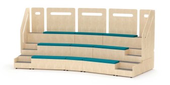 Gradin Tier Bois Courbe 16 Personnes avec 2 escaliers