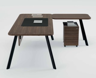 Bureau SHAPE LIGHT avec Retour et Caisson Mobile 38