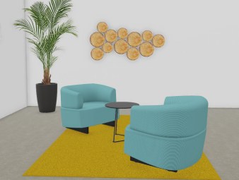 Ensemble de 2 Fauteuils Lounge LOFT Pieds Bois Laqués Tissu JET