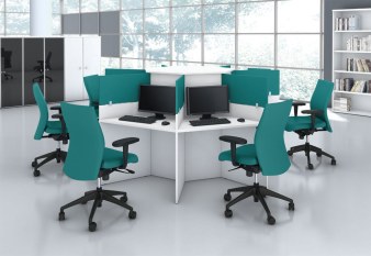 Marguerite 7 Postes CALL mélaminé avec écrans acoustiques