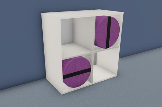 Meuble 4 Cases YAMS avec 2 Poufs Ronds