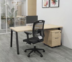 Bureau PARTAGE avec Caisson Mélaminé Chêne Fil