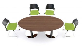 TABLE DE RÉUNION OVALE STILO NOYER OU BLANC