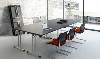 Ensemble de 4 Tables Pliantes Doly Noir et Chrome