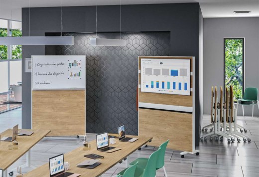 Support écran mobile VISIOLINK avec tableau blanc