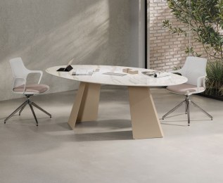 Table de Réunion Elliptique MONOLITH effet Marbre 210