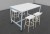 Ensemble 1 Table Haute NUANZA L 140 sur Roulettes et 4 Tabourets Hauts Pieds Bois